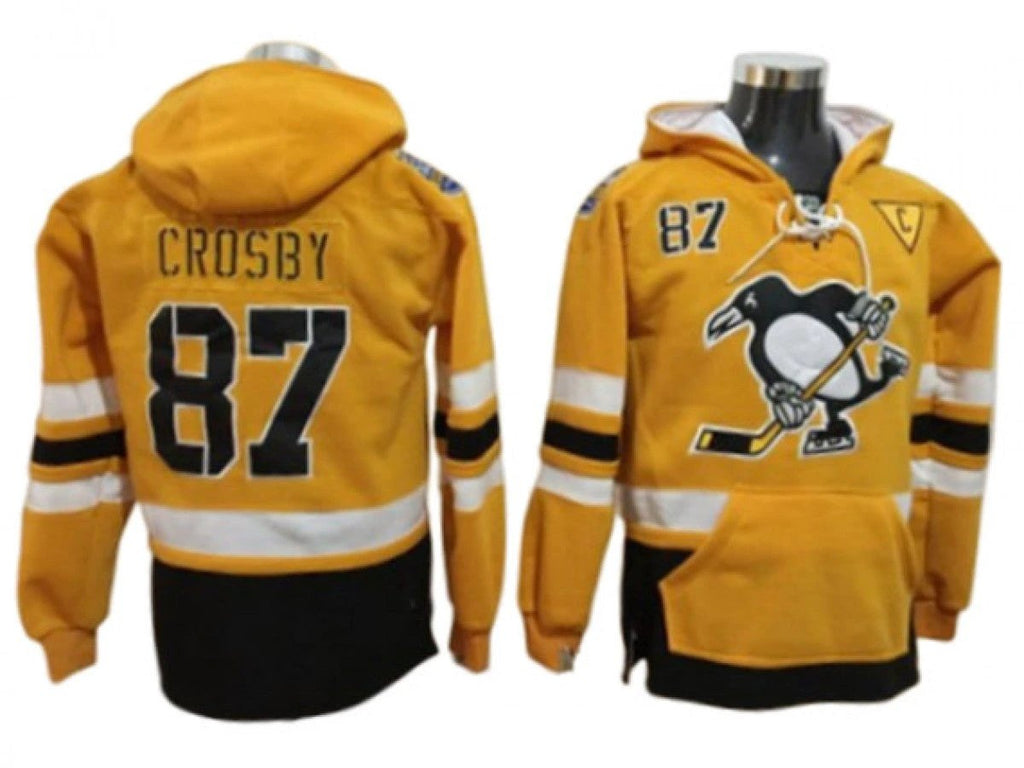 Pittsburgh Penguins #87 Sidney Crosby One Front Pocket Pullover Hoodie - Yellow by Hoodie Pullover