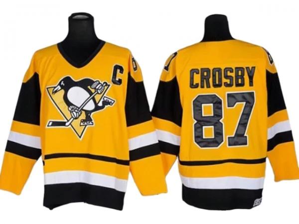 Pittsburgh Penguins #87 Sidney Crosby Vintage CCM Jersey - Yellow by Hockey David