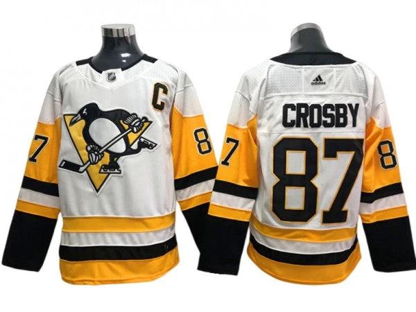 Pittsburgh Penguins #87 Sidney Crosby White Away Jersey by Hockey David