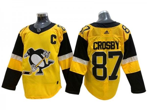 Pittsburgh Penguins #87 Sidney Crosby Yellow Alternate Jersey by Hockey David