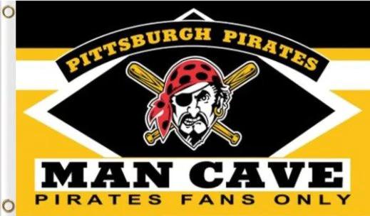 Pittsburgh Pirates Man Cave Yellow Flag 3X5Ft Banner USA Polyester with Brass Grommets by flagsjustdoit
