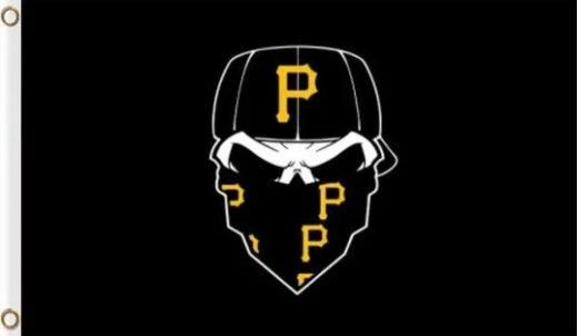 Pittsburgh Pirates Skull US Flag 3X5Ft Banner USA Polyester with Brass Grommets by flagsjustdoit