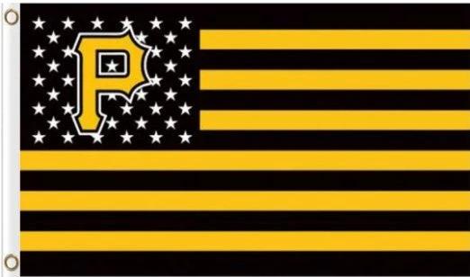 Pittsburgh Pirates USA American Flag 3X5Ft Banner USA Polyester with Brass Grommets by flagsjustdoit
