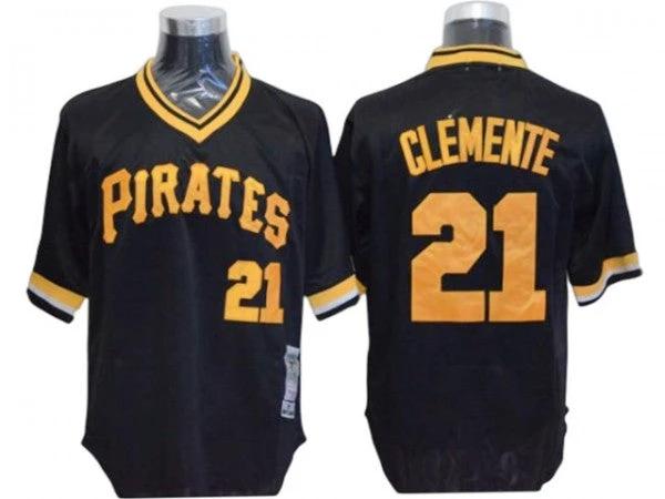 Pittsburgh Pirates #21 Roberto Clemente Black 1971 Throwback Jersey by My Store