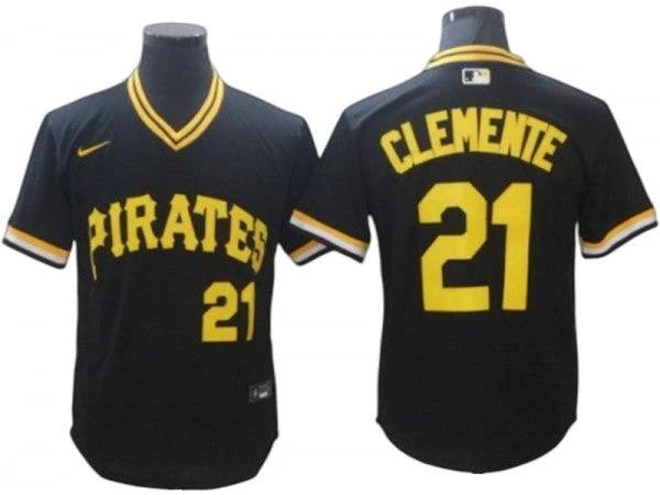 Pittsburgh Pirates #21 Roberto Clemente Black Cooperstown Jersey by My Store