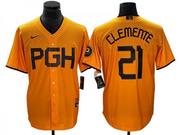 Pittsburgh Pirates #21 Roberto Clemente Gold City Connect Jersey by My Store