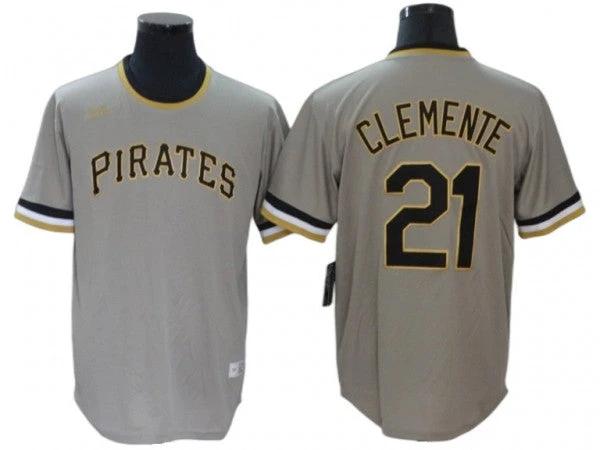 Pittsburgh Pirates #21 Roberto Clemente Road Cooperstown Collection Jersey - Gray by My Store