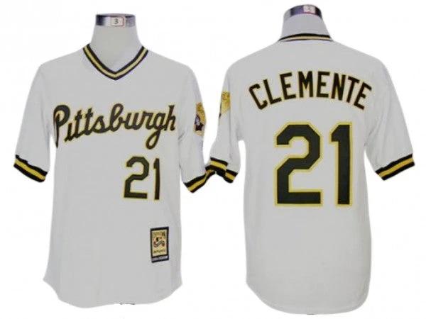 Pittsburgh Pirates #21 Roberto Clemente White Cooperstown Collection Throwback Jersey by My Store