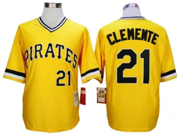 Pittsburgh Pirates #21 Roberto Clemente Yellow 1971 Throwback Jersey by My Store