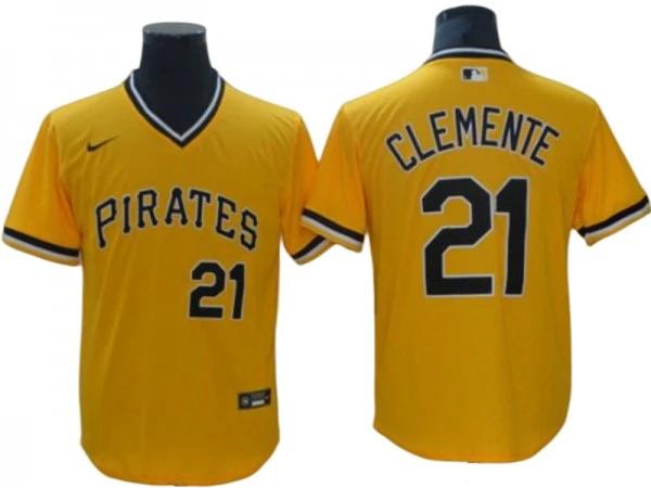 Pittsburgh Pirates #21 Roberto Clemente Yellow Cooperstown Jersey by My Store