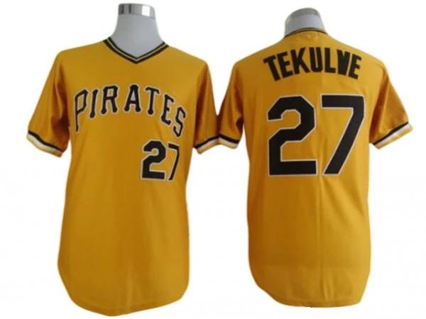 Pittsburgh Pirates #27 Kent Tekulve Yellow Throwback Jersey by My Store