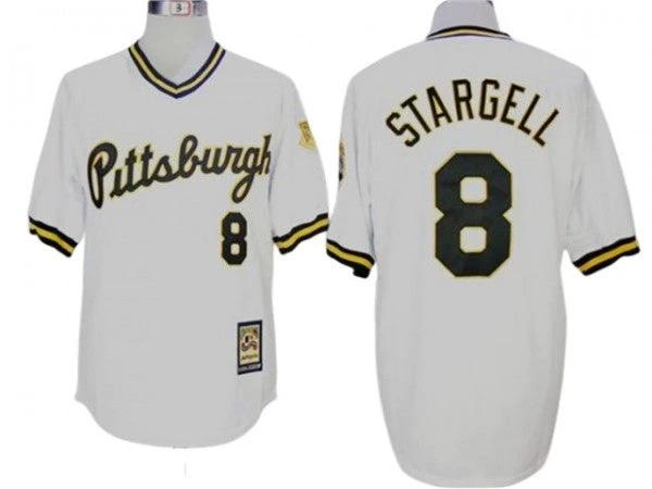 Pittsburgh Pirates #8 Willie Stargell White Cooperstown Collection Throwback Jersey by My Store