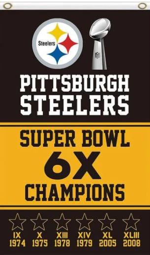 Pittsburgh Steelers 6X Champions Super Bowl Flag 3X5 Ft Polyester Banner USA 90x150cm by flagsjustdoit