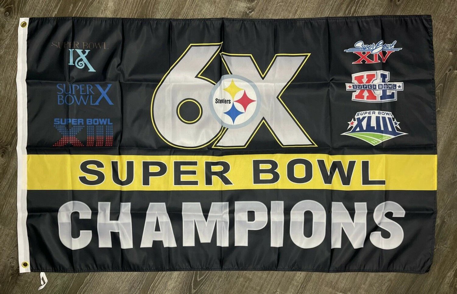 Pittsburgh Steelers 6x Super Bowl Championship Flag 3x5 ft Sports Banner New by flagsjustdoit