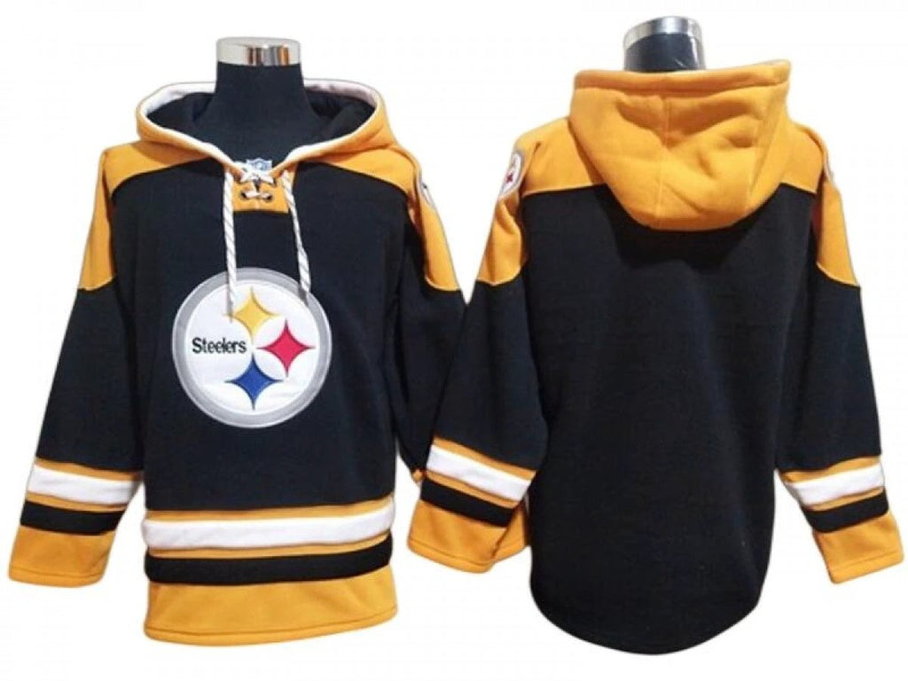 Pittsburgh Steelers Black Ageless Must-Have Lace-Up Pullover Hoodie by Hoodie Pullover