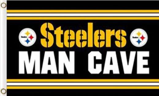 Pittsburgh Steelers MAN CAVE Flag 3X5 Ft Polyester Banner USA 90x150cm by flagsjustdoit
