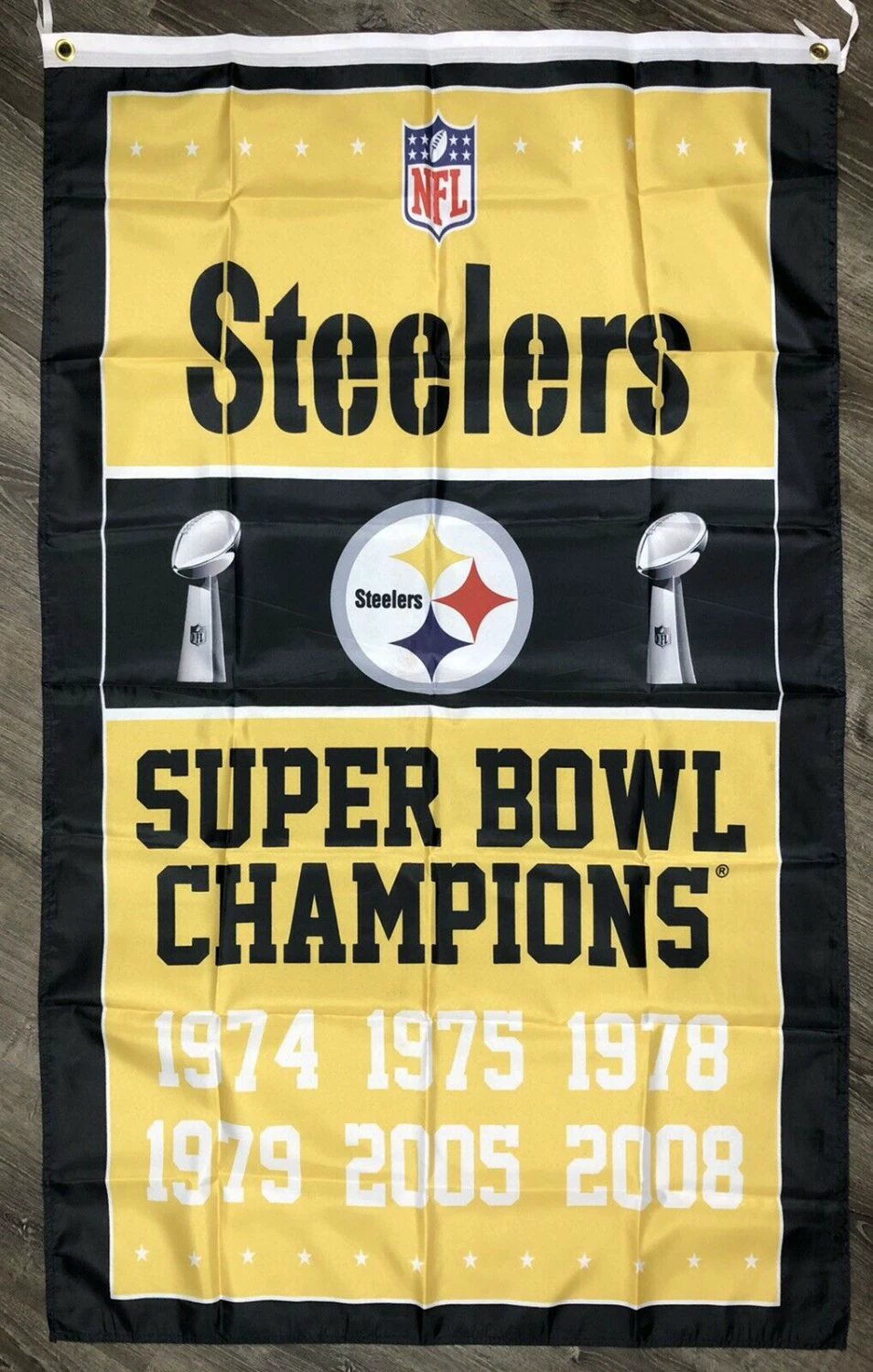 Pittsburgh Steelers Super Bowl Championship Flag 3x5 ft Sports Banner New by flagsjustdoit