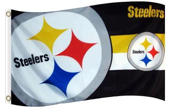 Pittsburgh Steelers Two Logo Flag 3X5 Ft Polyester Banner USA 90x150cm by flagsjustdoit