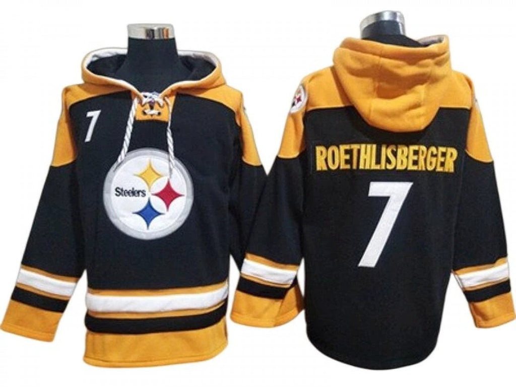 Pittsburgh Steelers #7 Ben Roethlisberger Black Ageless Must-Have Lace-Up Pullover Hoodie by Hoodie Pullover
