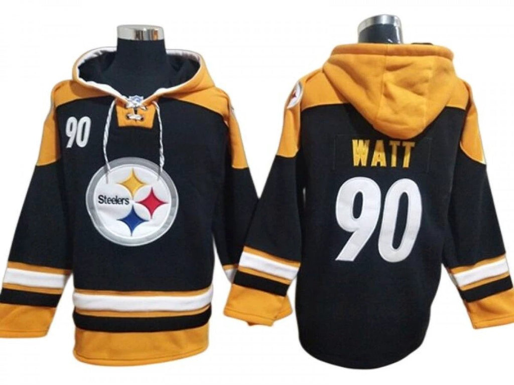 Pittsburgh Steelers #90 T. J. Watt Black Ageless Must-Have Lace-Up Pullover Hoodie by Hoodie Pullover