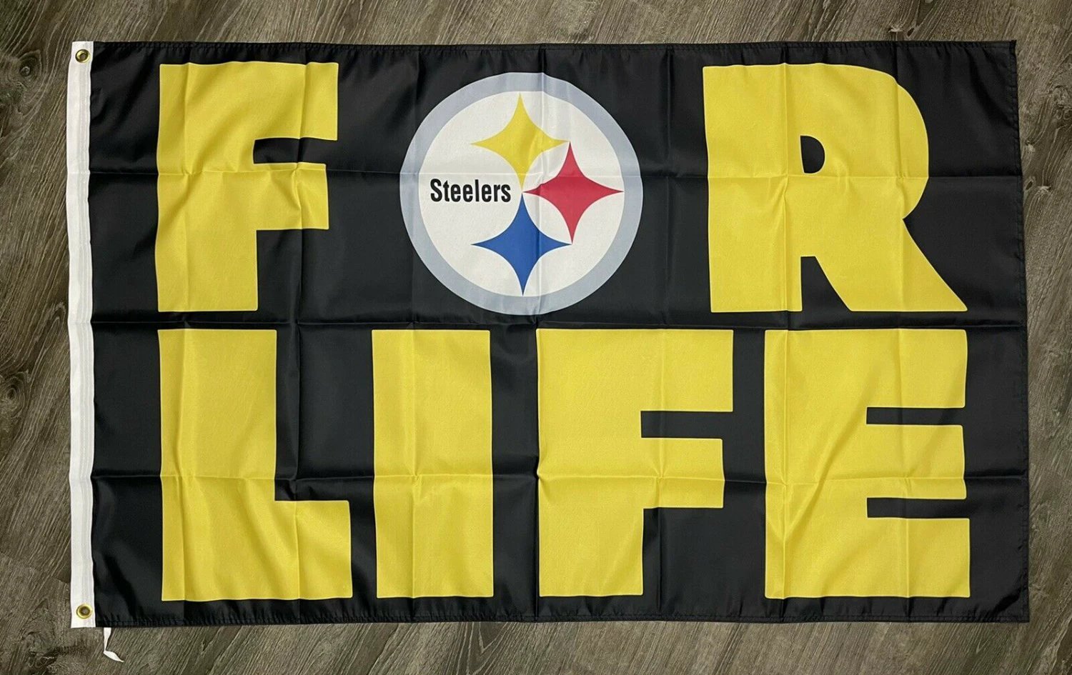 Pittsburgh Steelers for Life Flag 3x5 ft Sports Black Banner Man-Cave Garage by flagsjustdoit