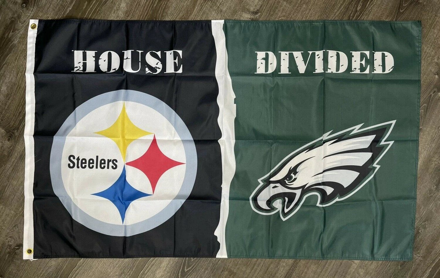 Pittsburgh Steelers vs Philadelphia Eagles House Divided Flag 3x5 ft Banner by flagsjustdoit