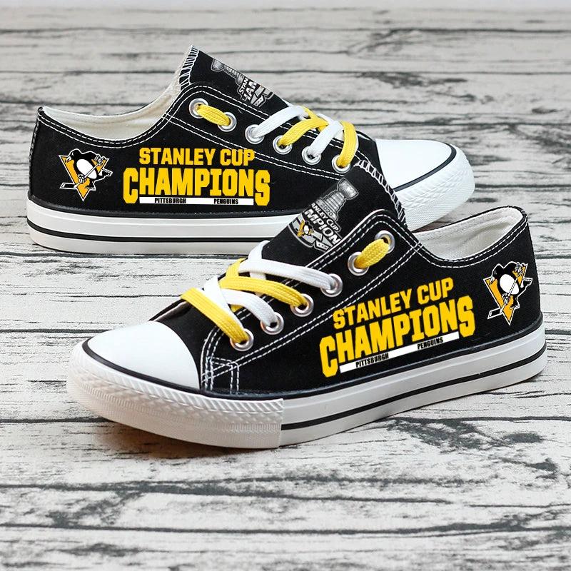 Pittsburgh Penguins Low Top Canvas Sport Sneakers Shoes For Men Women Fans by Crocs