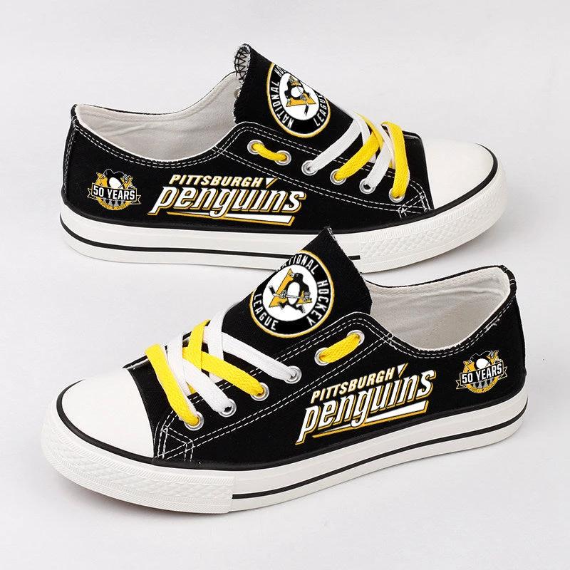 Pittsburgh Penguins Low Top Canvas Sport Sneakers Shoes For Men Women Fans by Crocs