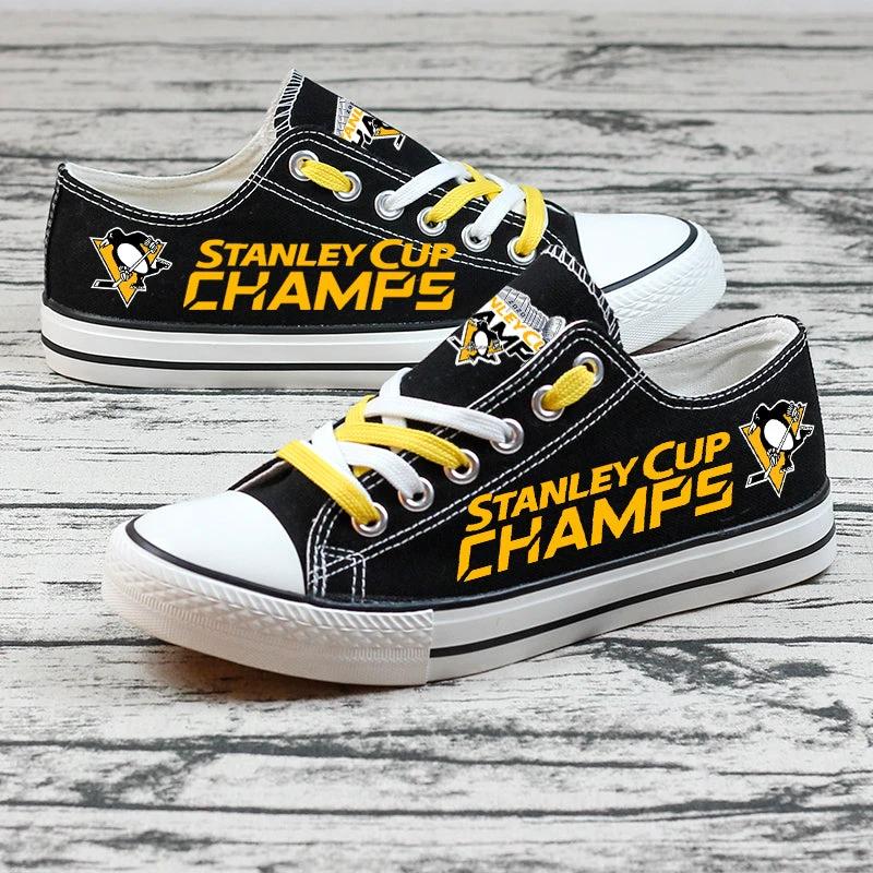 Pittsburgh Penguins Low Top Canvas Sport Sneakers Shoes For Men Women Fans by Crocs