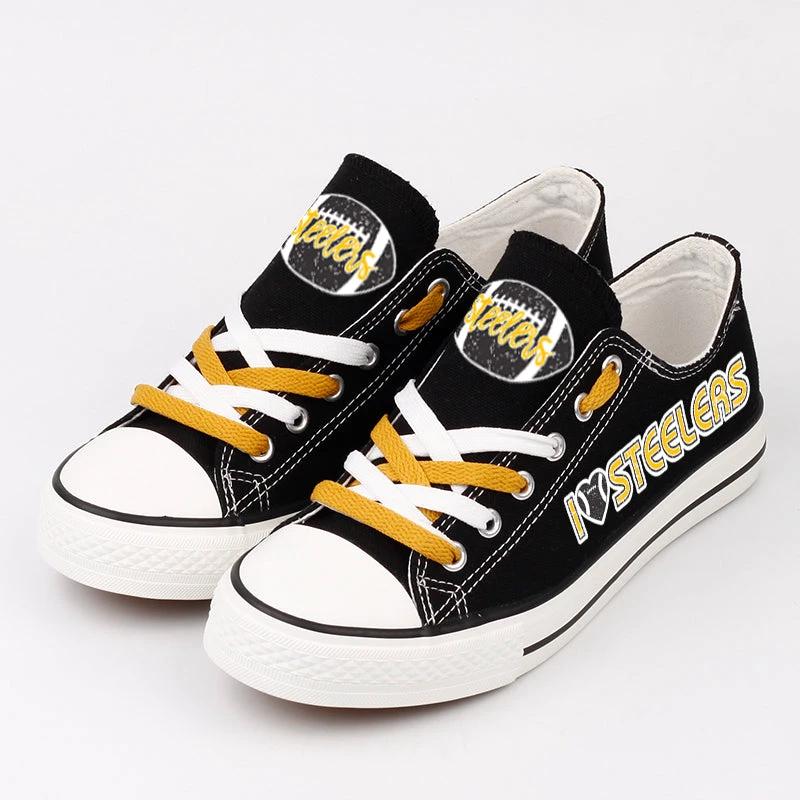 Pittsburgh Steelers Low Top Canvas Sport Sneakers Shoes For Men Women Fans by Crocs