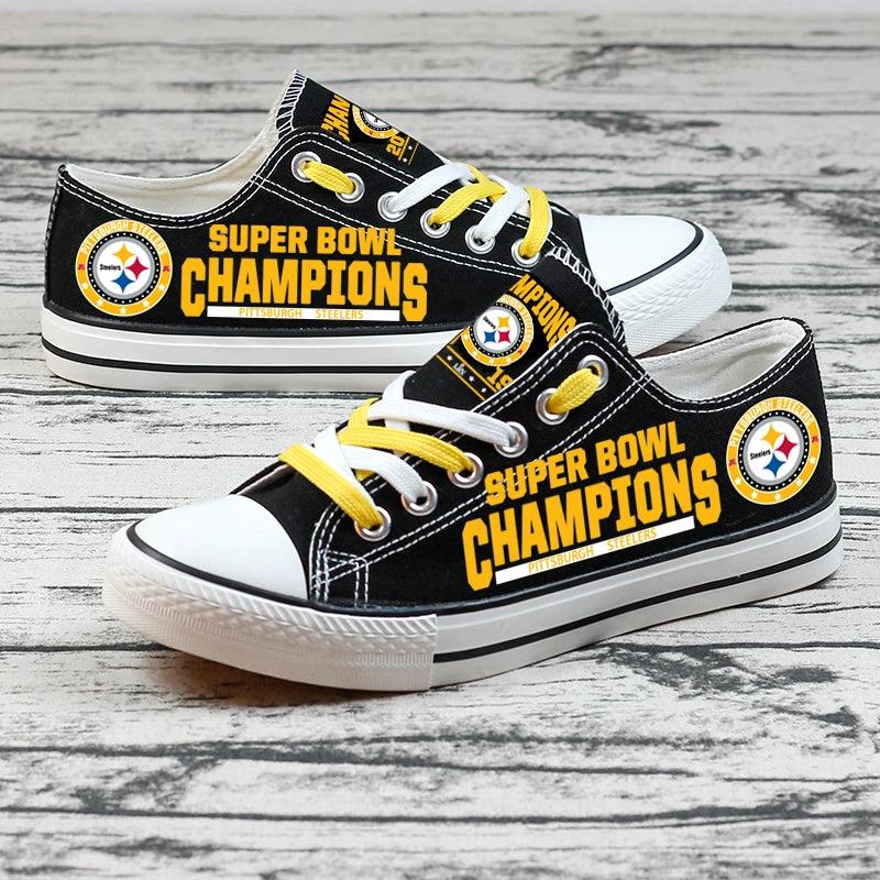 Pittsburgh Steelers Low Top Canvas Sport Sneakers Shoes For Men Women Fans by Crocs