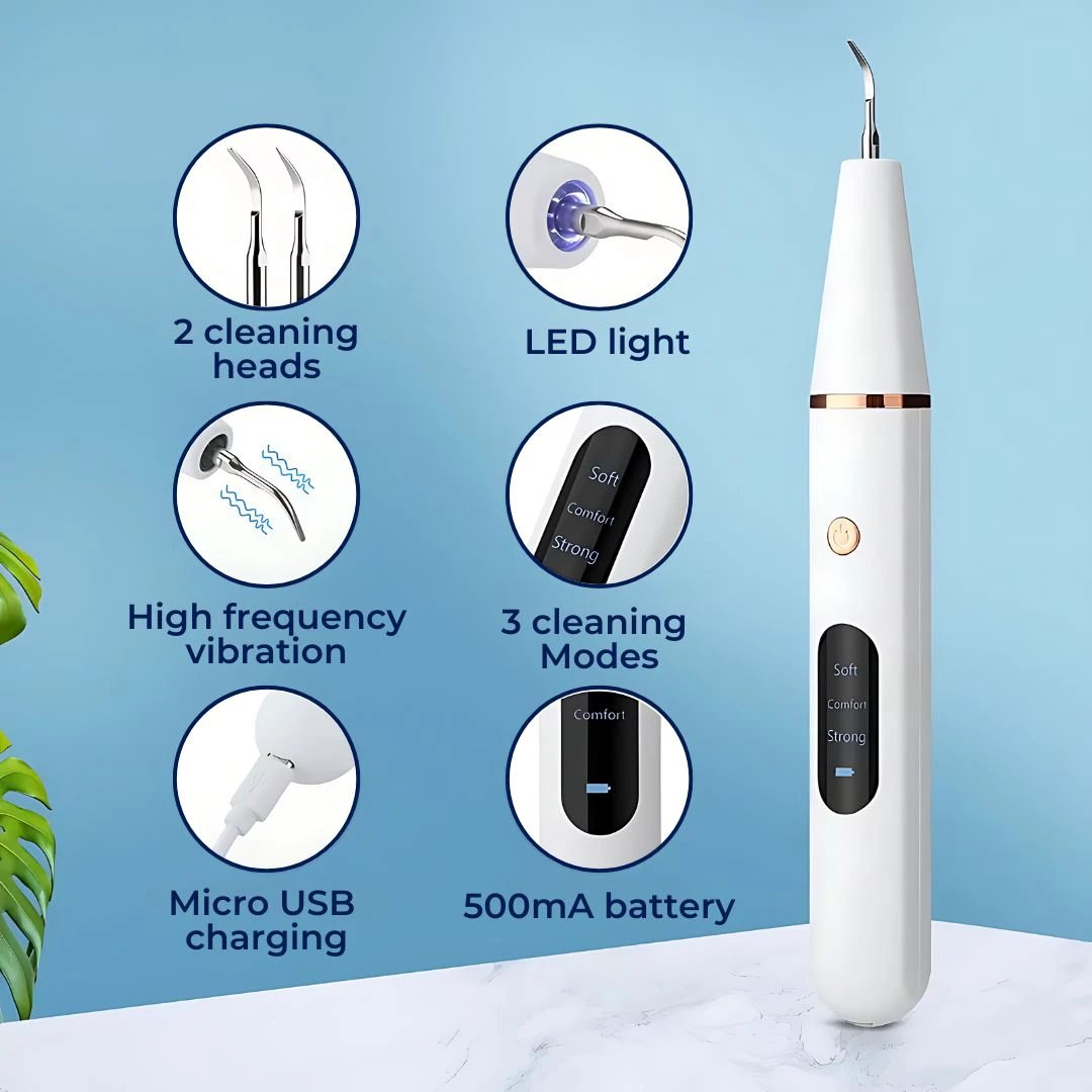 PlaqueFree Plaque Remover for teeth | Ultrasonic Teeth Cleaner - Tartar Remover from Home - Deep Teeth Cleaning and Polish Bowlift by Bowlift