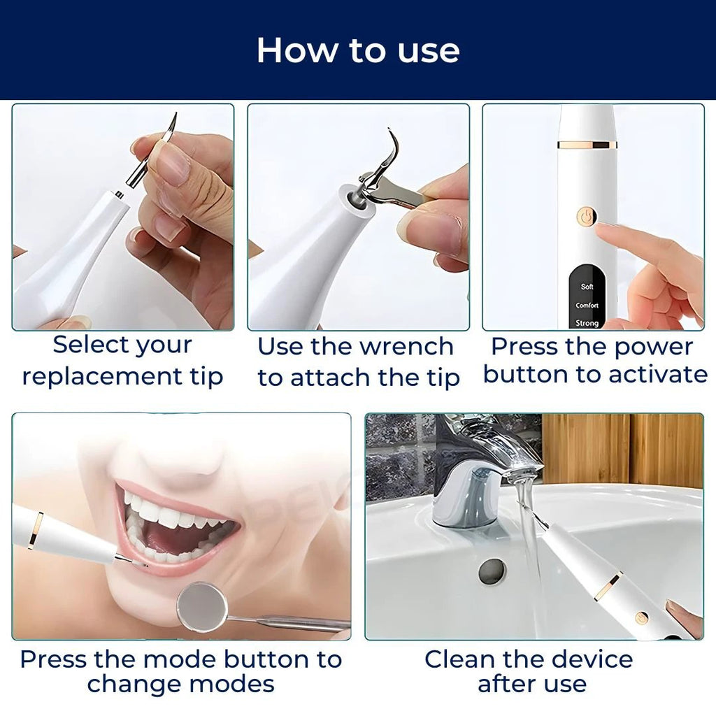 PlaqueFree Plaque Remover for teeth | Ultrasonic Teeth Cleaner - Tartar Remover from Home - Deep Teeth Cleaning and Polish Bowlift by Bowlift