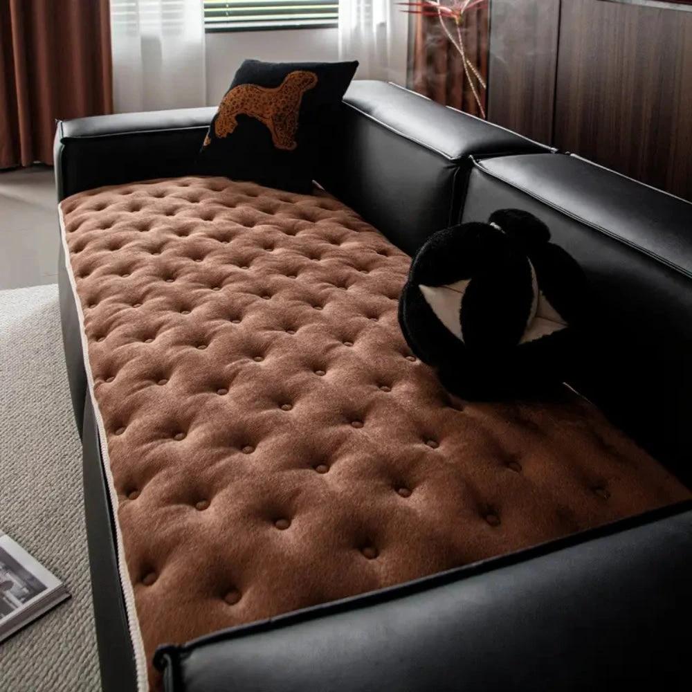 Plush Button-Tufted Sofa Cover by Casa & Beyond