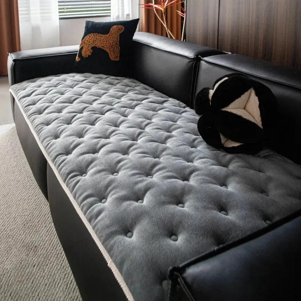 Plush Button-Tufted Sofa Cover by Casa & Beyond