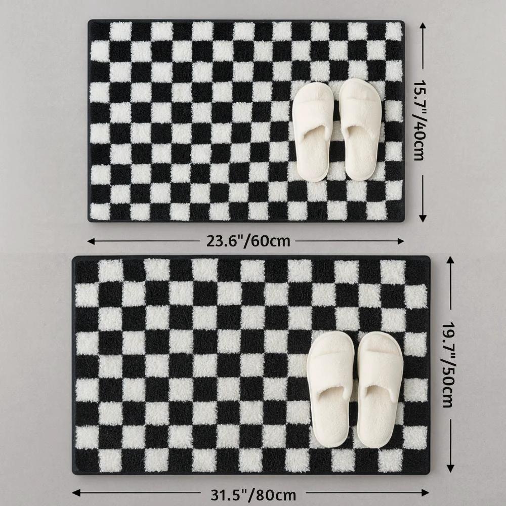Plush Checkered Grid Bath Mat by Casa & Beyond