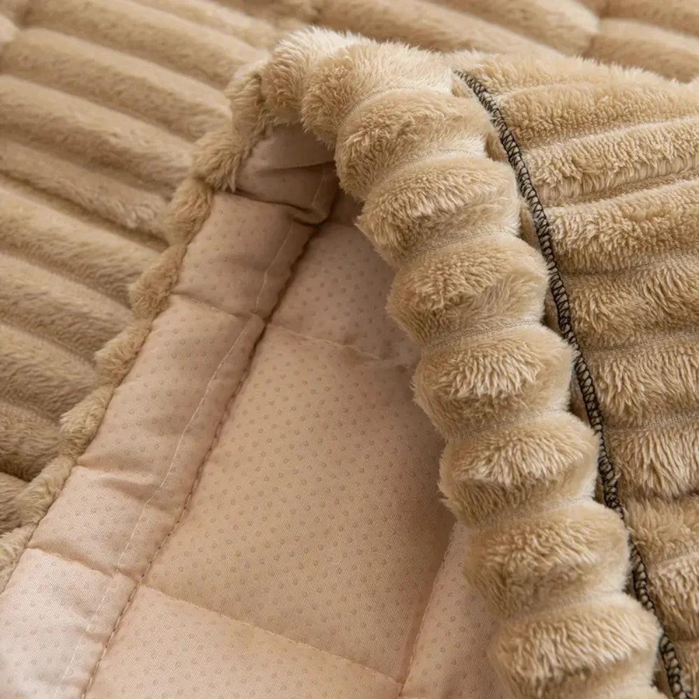 Plush Pleated Edges Sofa Cover by Casa & Beyond