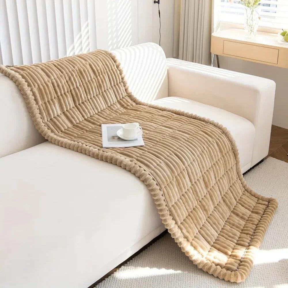 Plush Pleated Edges Sofa Cover by Casa & Beyond