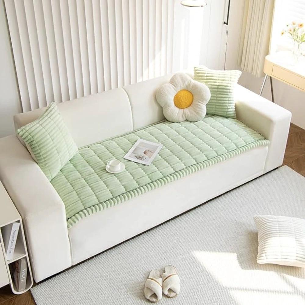 Plush Pleated Edges Sofa Cover by Casa & Beyond