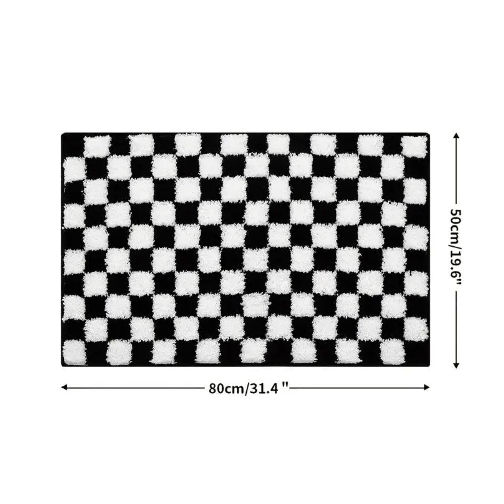 Plush Checkered Grid Bath Mat by Casa & Beyond