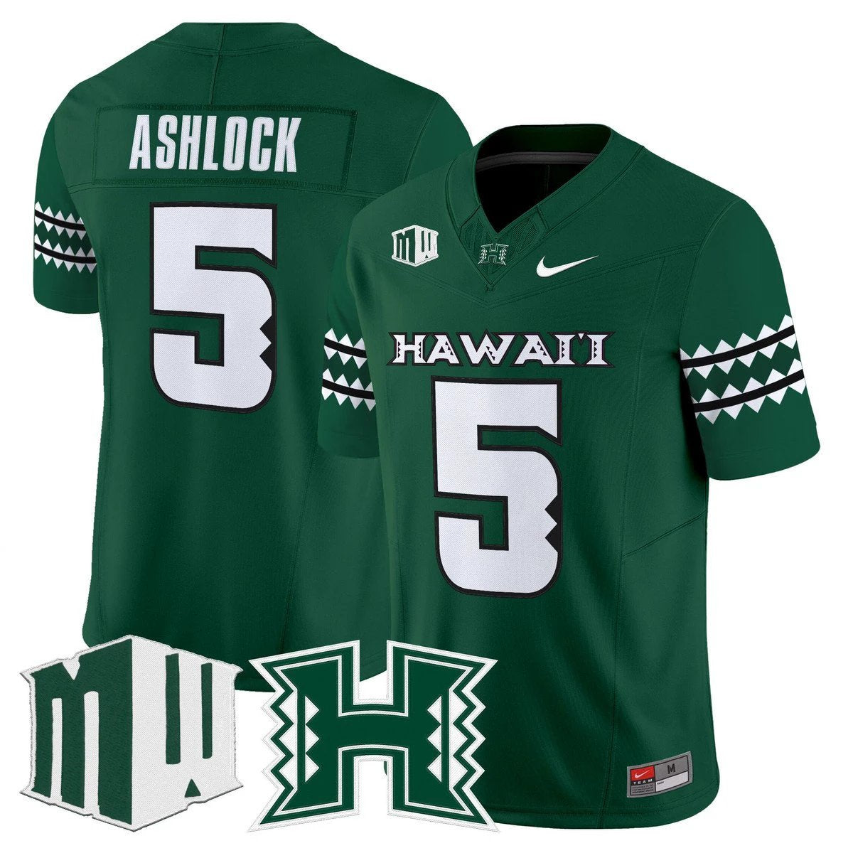 Pofele Ashlock Jersey #5 Hawai'i Rainbow Warriors 2025 Vapor Stitched Green by My Store NCAA Football Jerseys