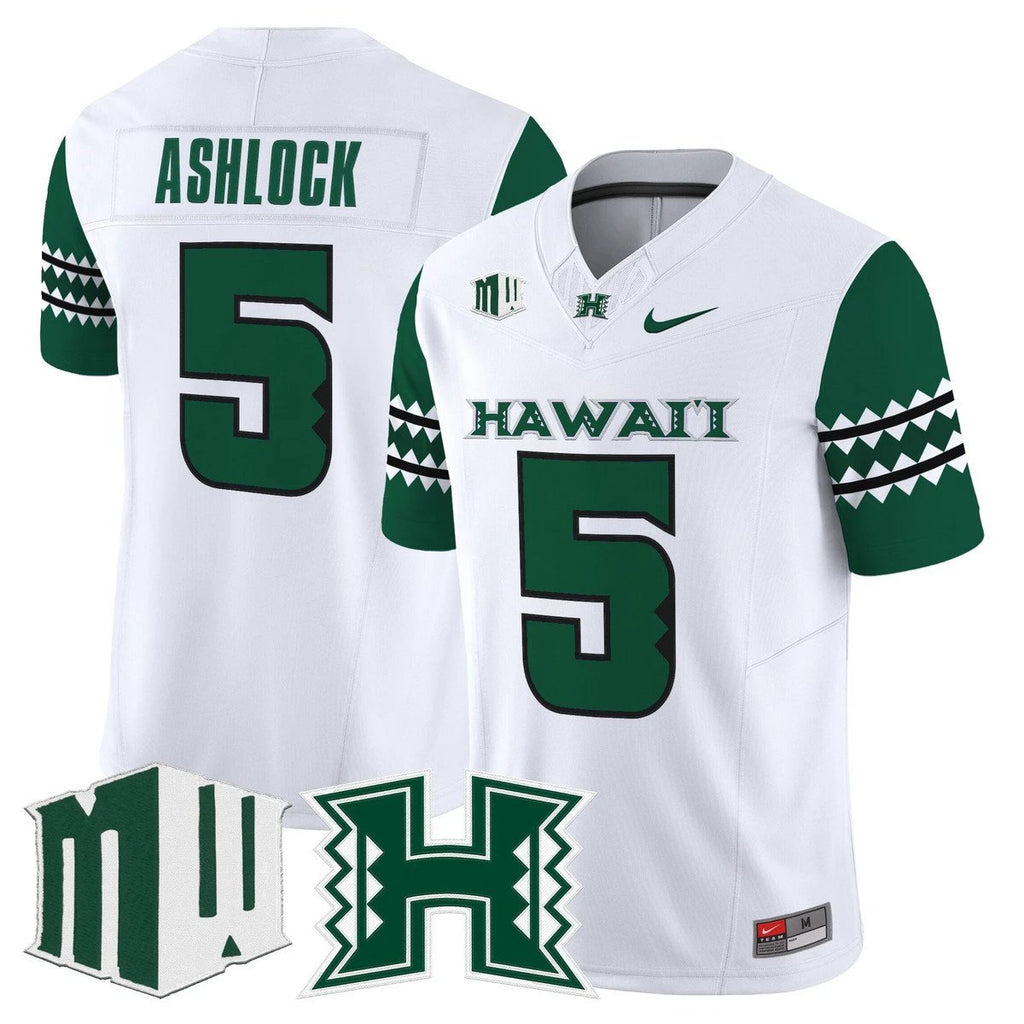 Pofele Ashlock Jersey #5 Hawai'i Rainbow Warriors 2025 Vapor Stitched White by My Store NCAA Football Jerseys