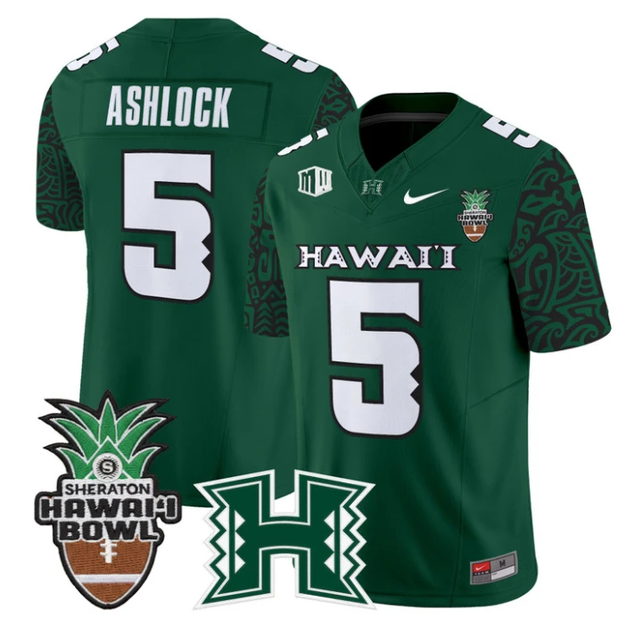 Pofele Ashlock Jersey #5 Hawai'i Rainbow 2025 Hawai'i Bowl Stitched Black Limited by My Store NCAA Football Jerseys