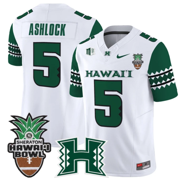 Pofele Ashlock Jersey #5 Hawai'i Rainbow 2025 Hawai'i Bowl Stitched by My Store NCAA Football Jerseys
