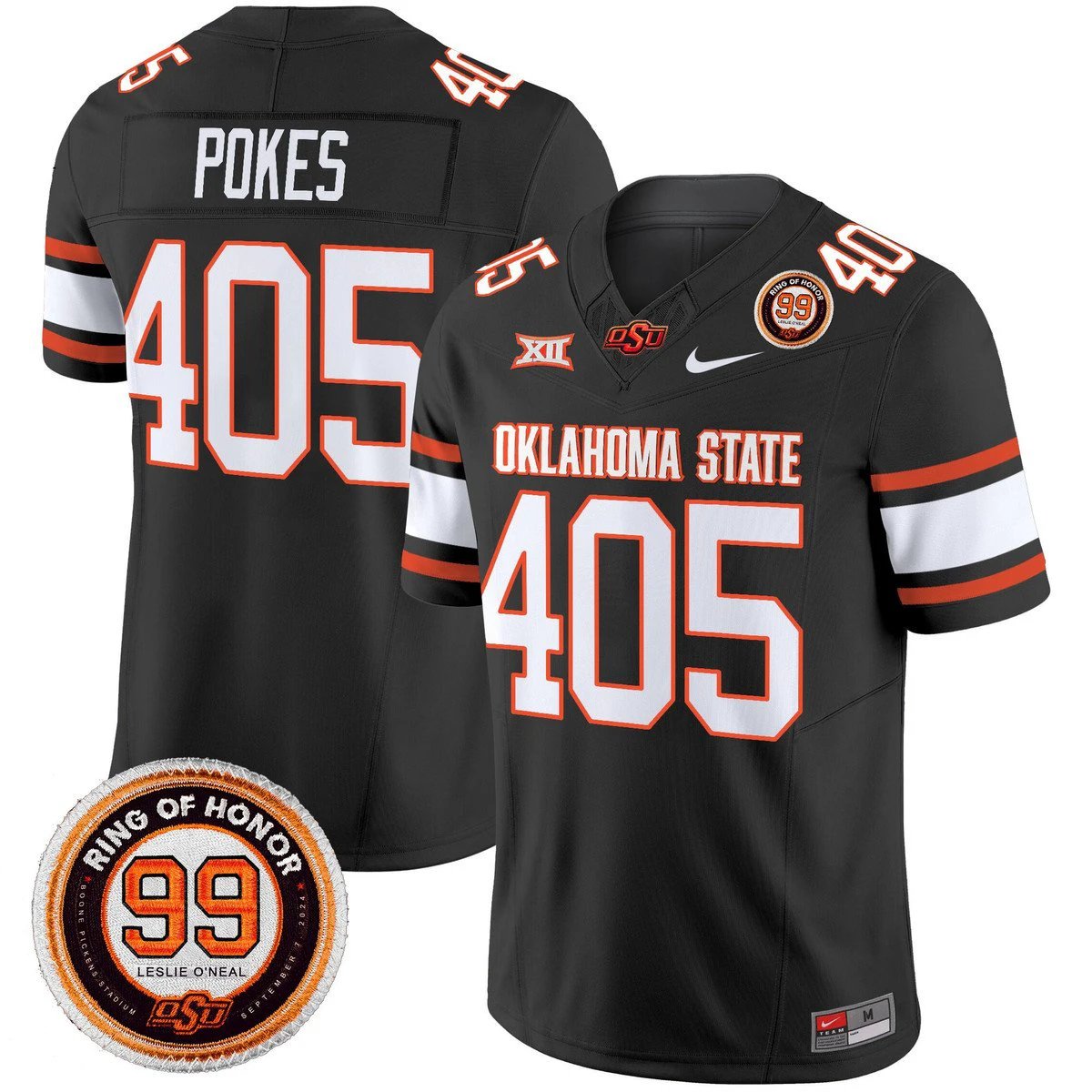 Pokes Jersey #405 Oklahoma State Cowboys 2025 Leslie O'neal Patch Black by NCAA Football Jersey