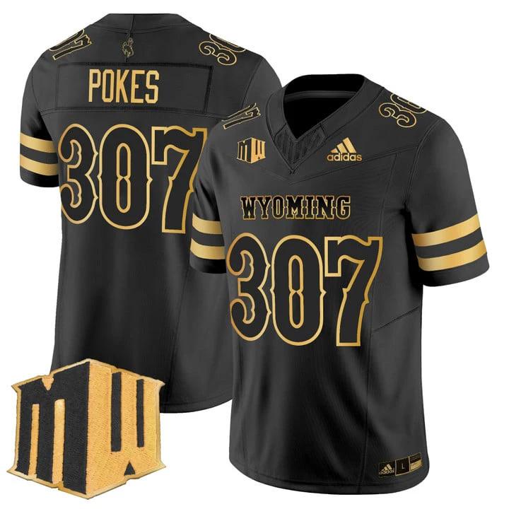Pokes Jersey #307 Wyoming Cowboys 2025 Gold Vapor Limited Stitched by My Store NCAA Football Jerseys