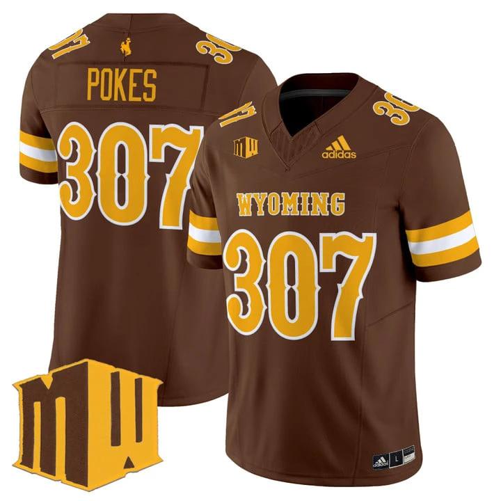 Pokes Jersey #307 Wyoming Cowboys 2025 Vapor Limited Stitched by My Store NCAA Football Jerseys