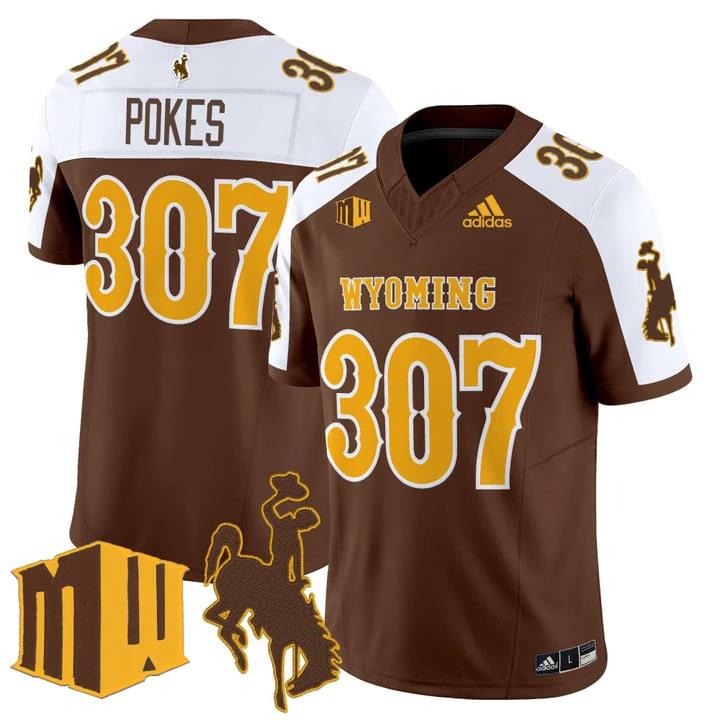Pokes Jersey #307 Wyoming Cowboys 2025 Vapor Limited Stitched by My Store NCAA Football Jerseys