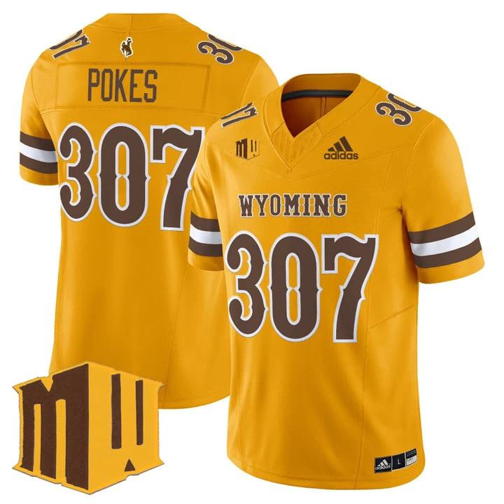Pokes Jersey #307 Wyoming Cowboys 2025 Vapor Limited Stitched by My Store NCAA Football Jerseys