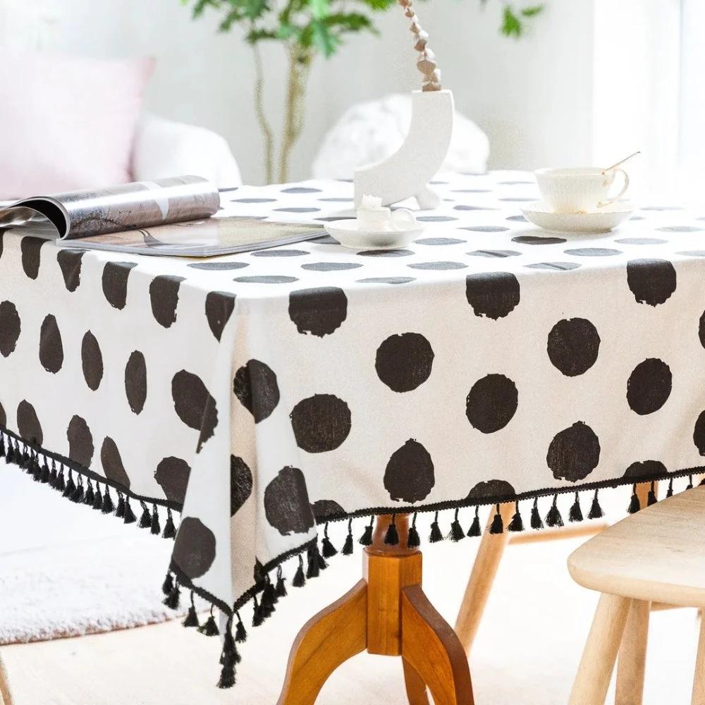 Polka Charm Tassel Table Cloth by Casa & Beyond